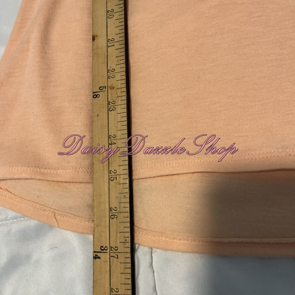 Women's Drape Cowl Neck Crochet Back Detail Top Sz M Short Sleeve Orange Peach - Picture 6 of 8